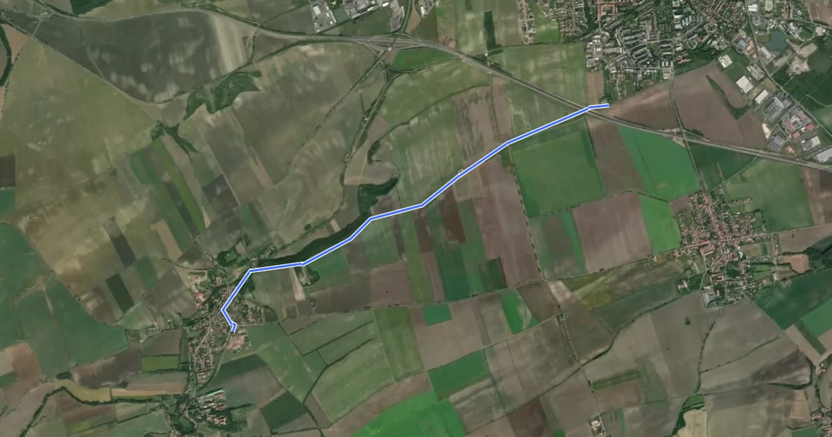 Маршрут NS Louny - Zeměchy на спутниковом снимке
