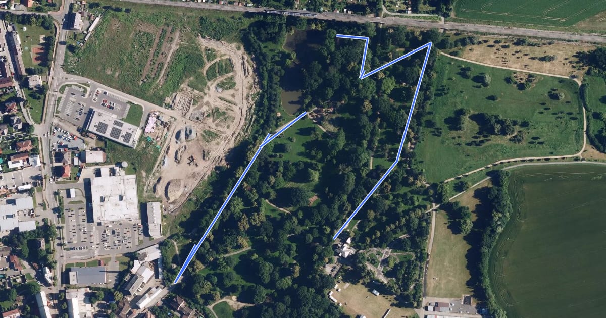 Маршрут NS Městský park Uničov на спутниковом снимке
