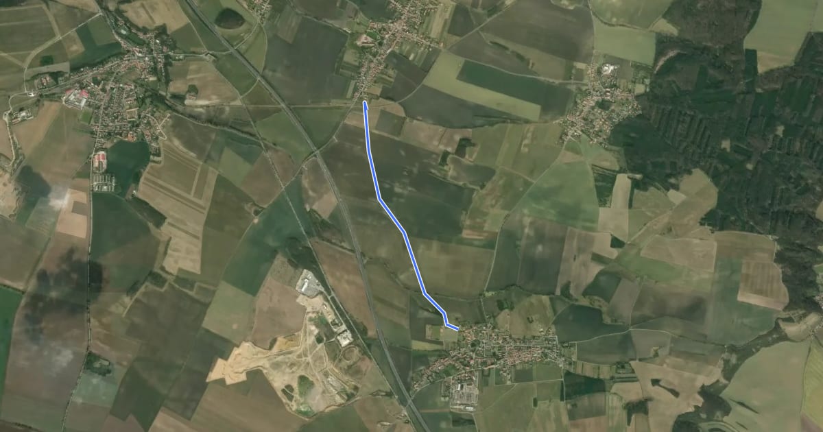 Маршрут NS Praotce Čecha - Mnetěšská alej на спутниковом снимке