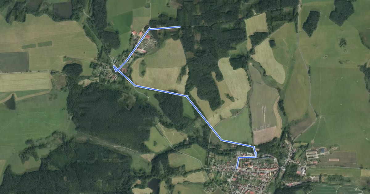 Маршрут NS Stráž - Souměř на спутниковом снимке