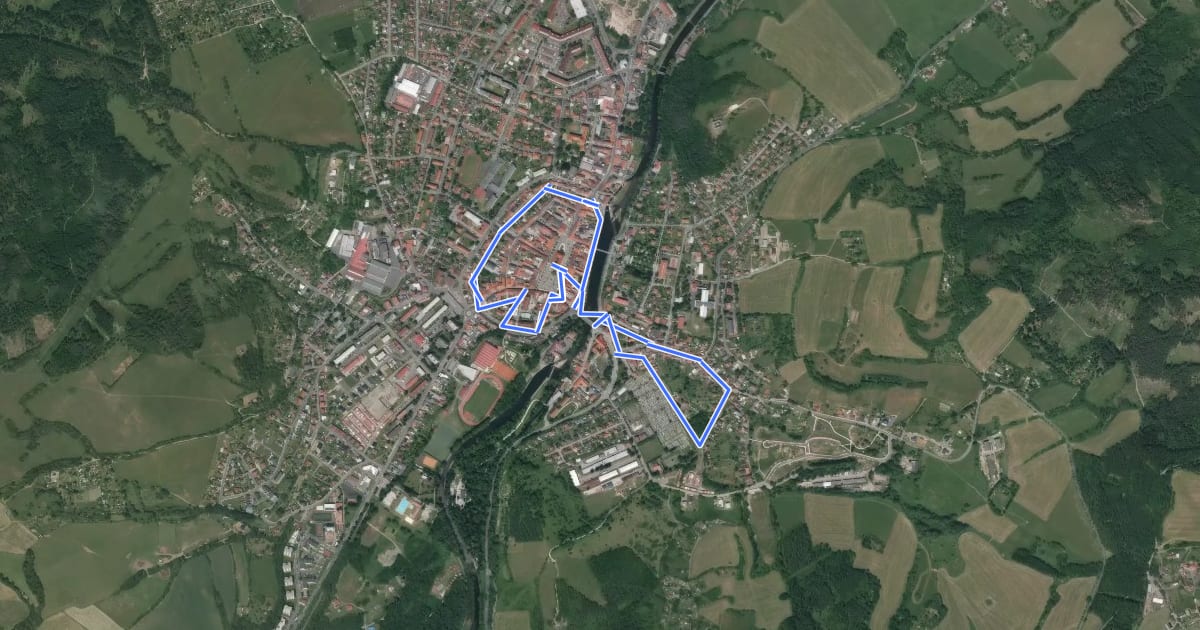 Маршрут NS Sušice město královské на спутниковом снимке