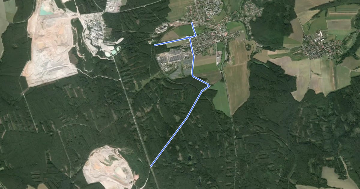 Маршрут NS turistický okruh Kaznějov на спутниковом снимке