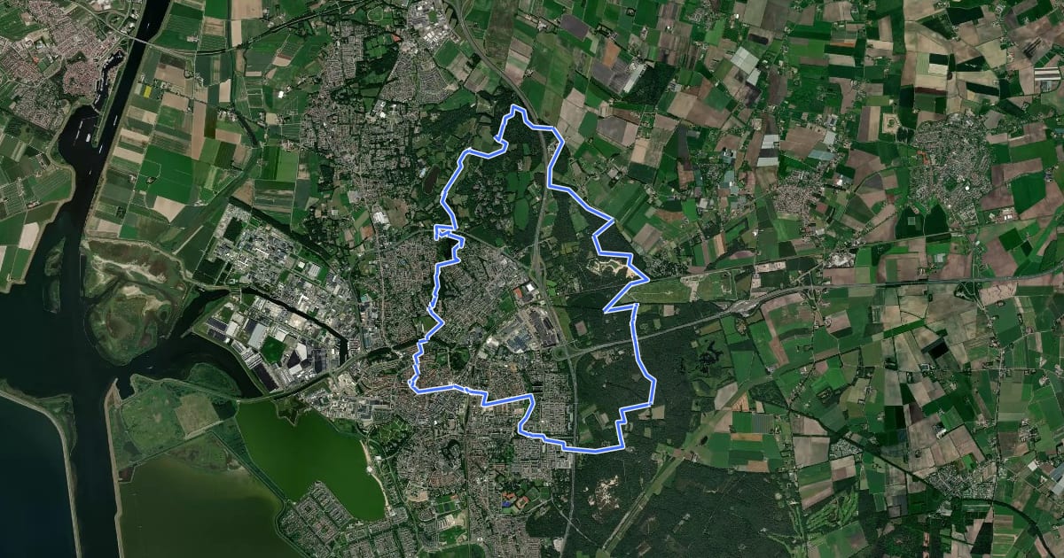 Маршрут NS-wandeling De Roovere на спутниковом снимке