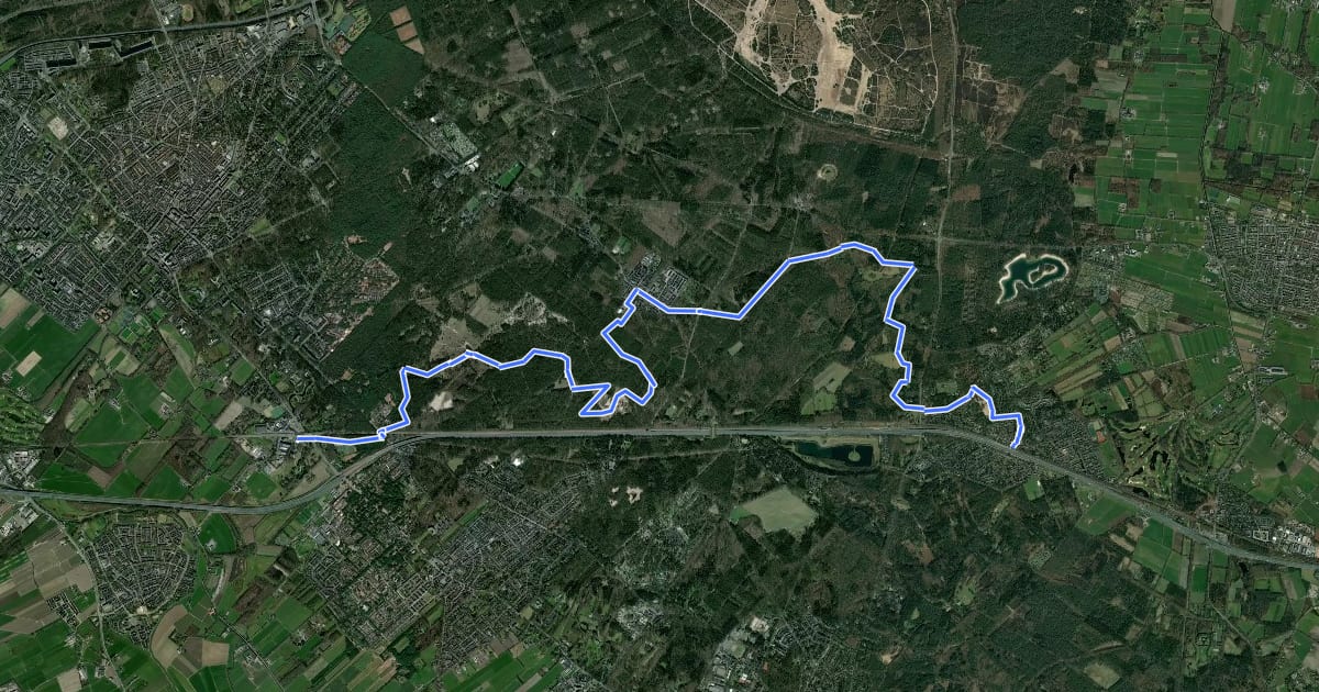 Маршрут NS-wandeling Utrechtse Heuvelrug на спутниковом снимке