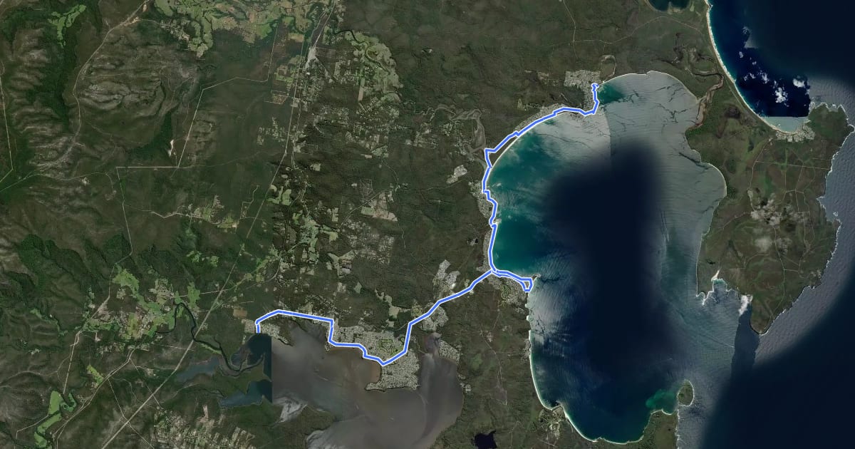 Маршрут NSW Coastal Cycleway на спутниковом снимке