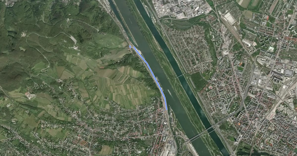 Маршрут Nußdorf Bahnhof - Kahlenbergerdorf (Donaupromenade) на спутниковом снимке