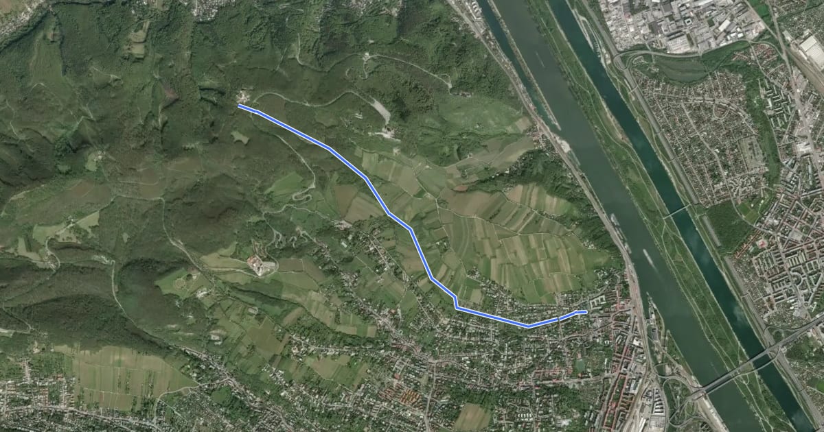 Маршрут Nußdorf/Endstation Linie D - Sulzwiese на спутниковом снимке
