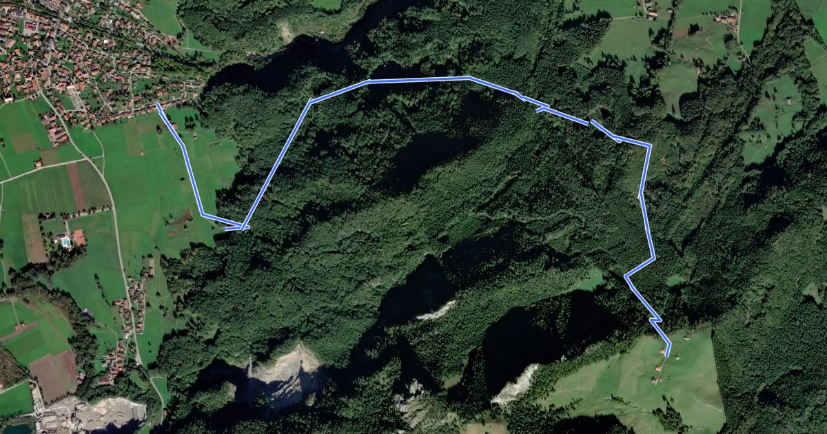 Маршрут Nußdorf-Kirchwald-Daffnerwaldalm-Heuberg на спутниковом снимке