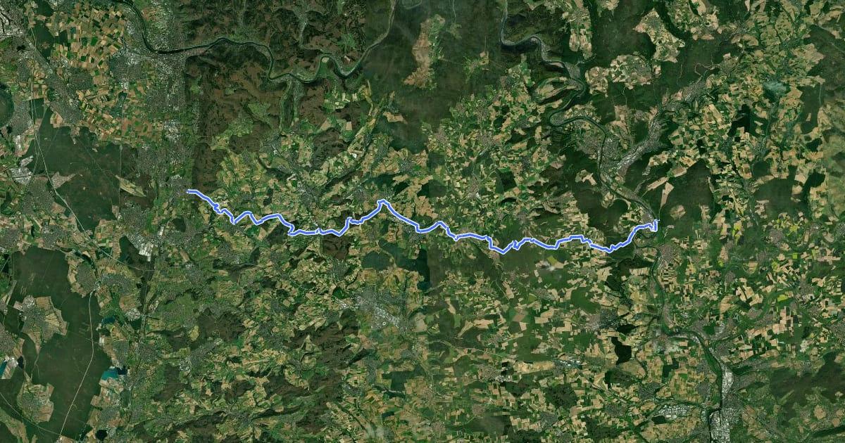 Маршрут Nußloch - Neckarbischofsheim - Haßmersheim (OWK HW 42) на спутниковом снимке