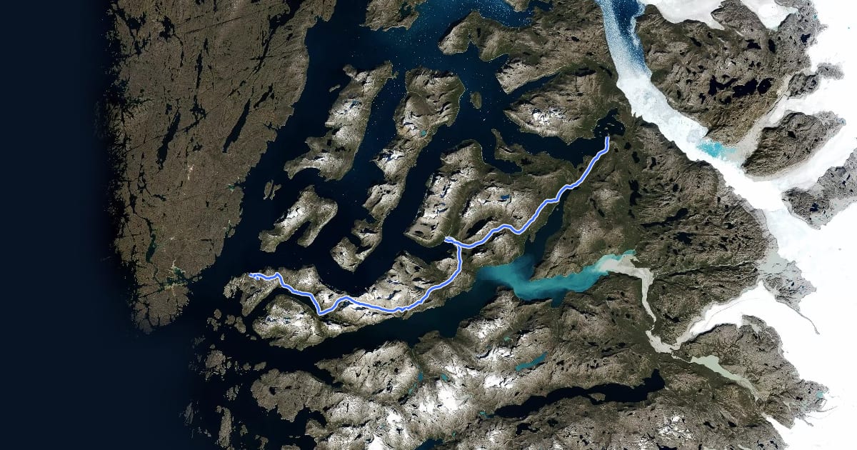 Маршрут Nuuk - Kapisillit на спутниковом снимке
