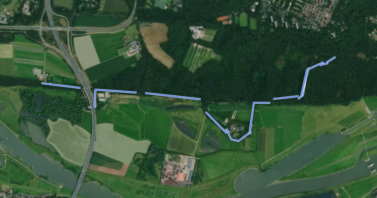 Маршрут NWB Rijndeltapad на спутниковом снимке