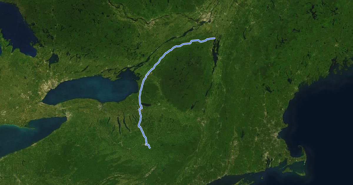 Маршрут NY Bike Route 11 на спутниковом снимке