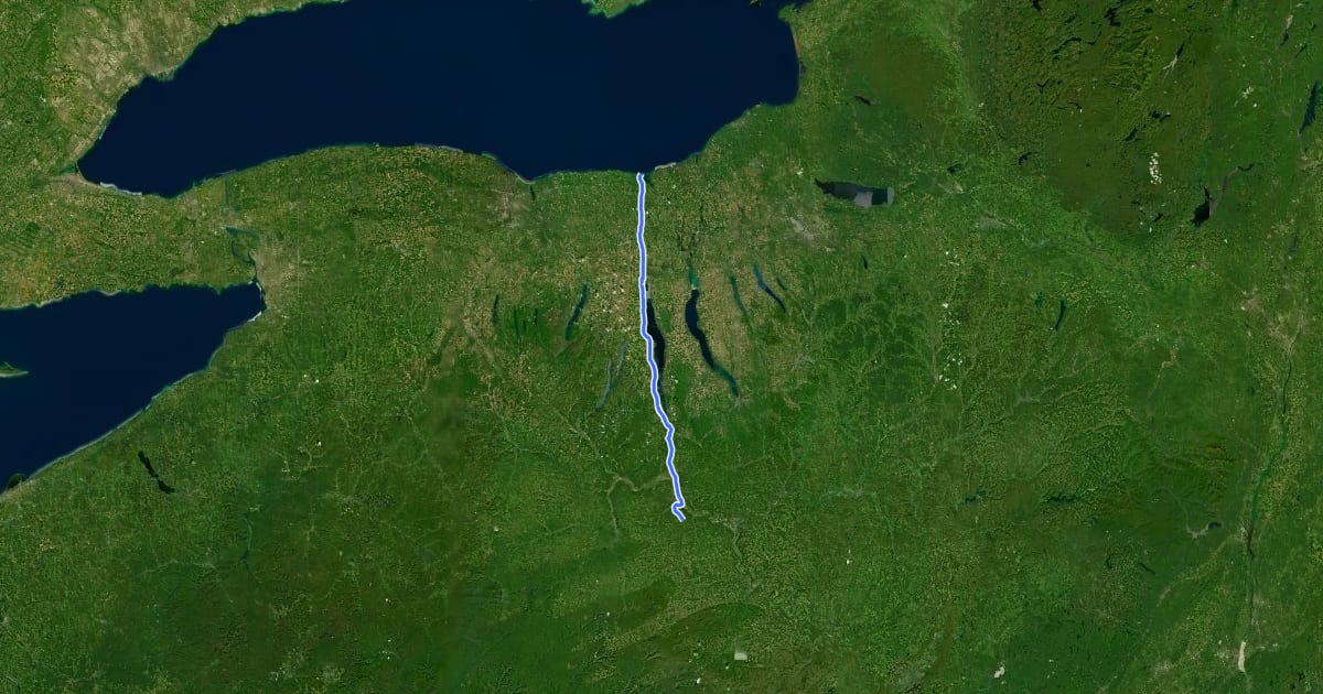 Маршрут NY Bike Route 14 на спутниковом снимке