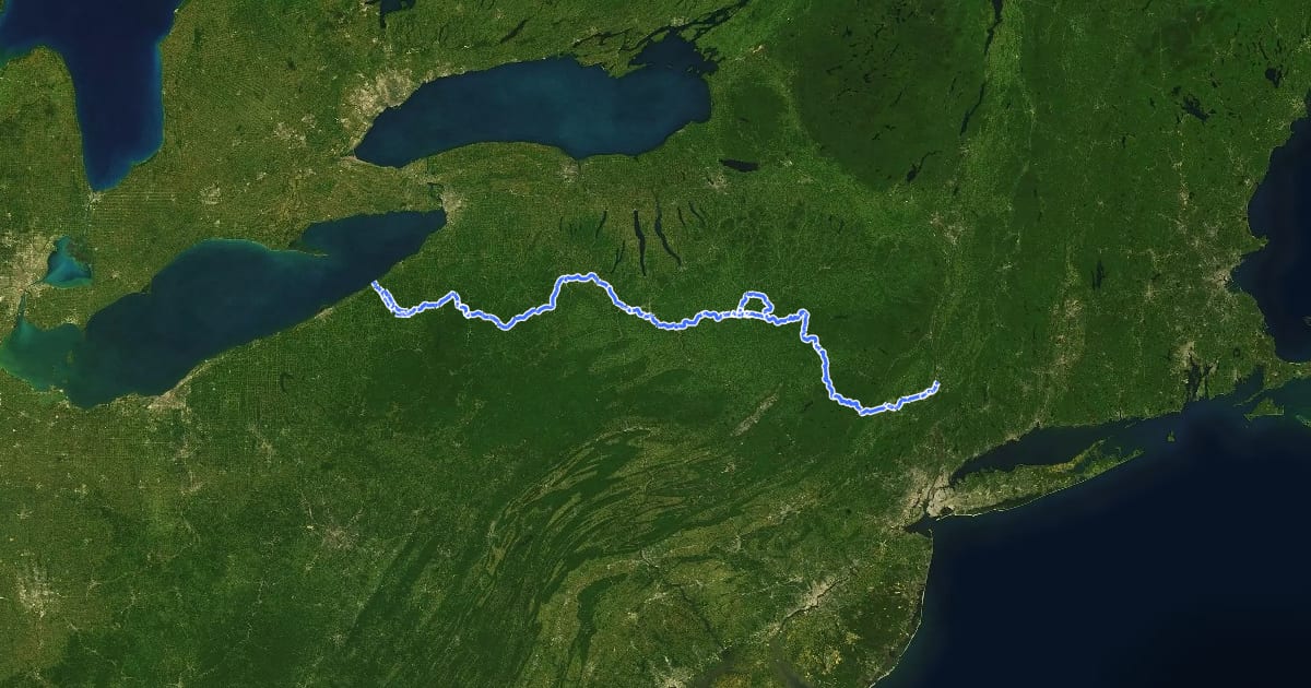 Маршрут NY Bike Route 17 на спутниковом снимке