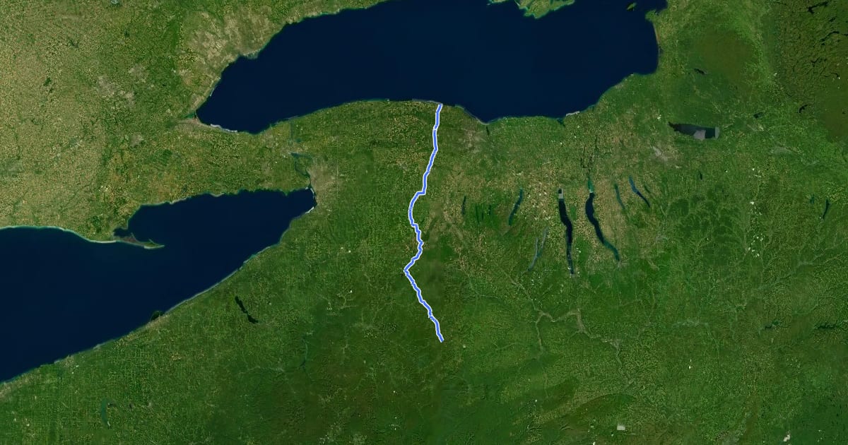 Маршрут NY Bike Route 19 на спутниковом снимке