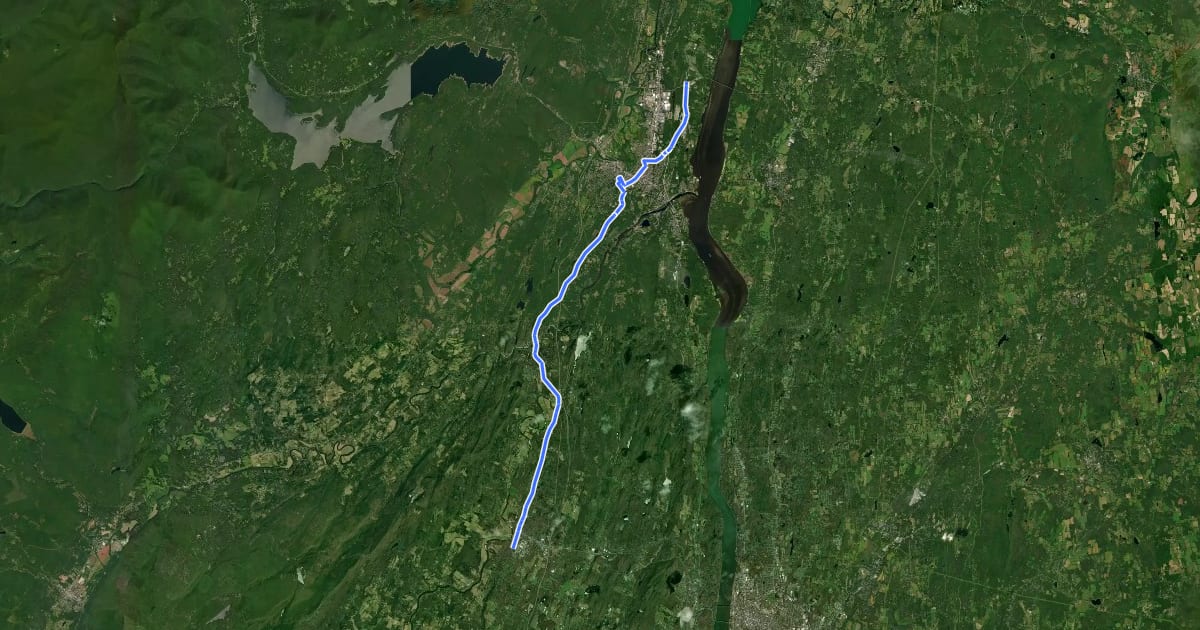Маршрут NY Bike Route 32 на спутниковом снимке