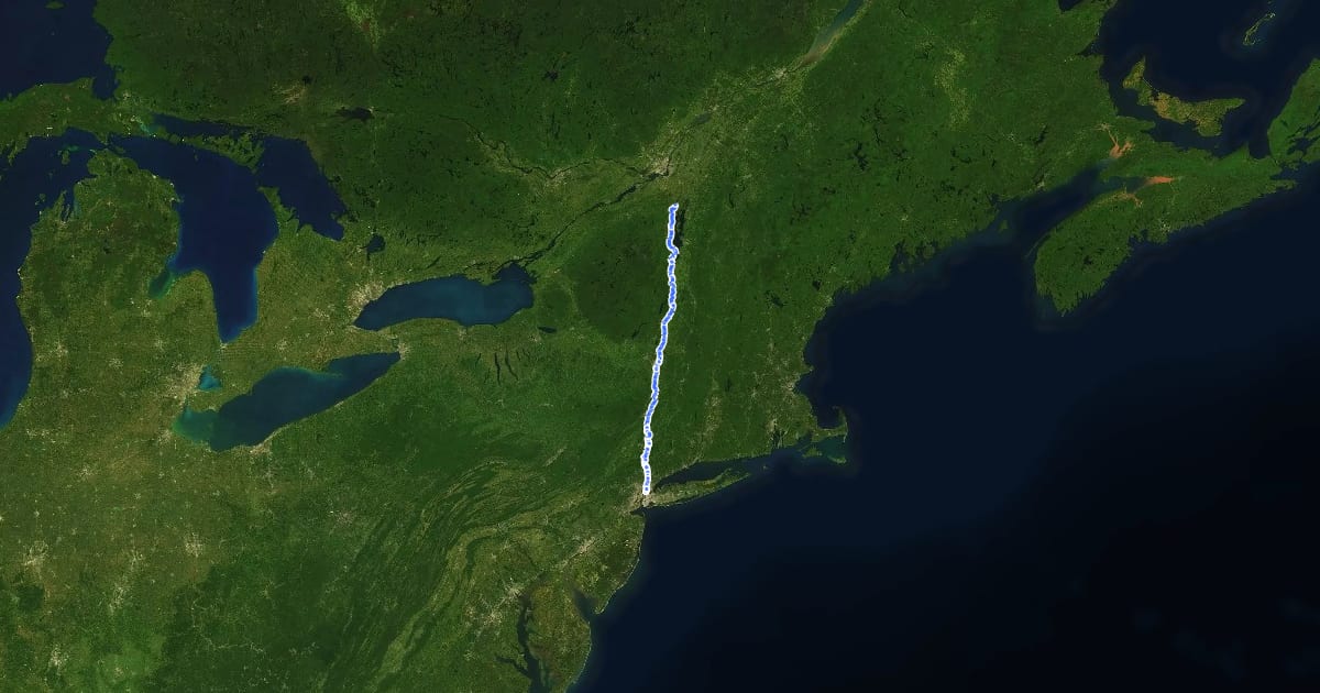 Маршрут NY Bike Route 9 на спутниковом снимке
