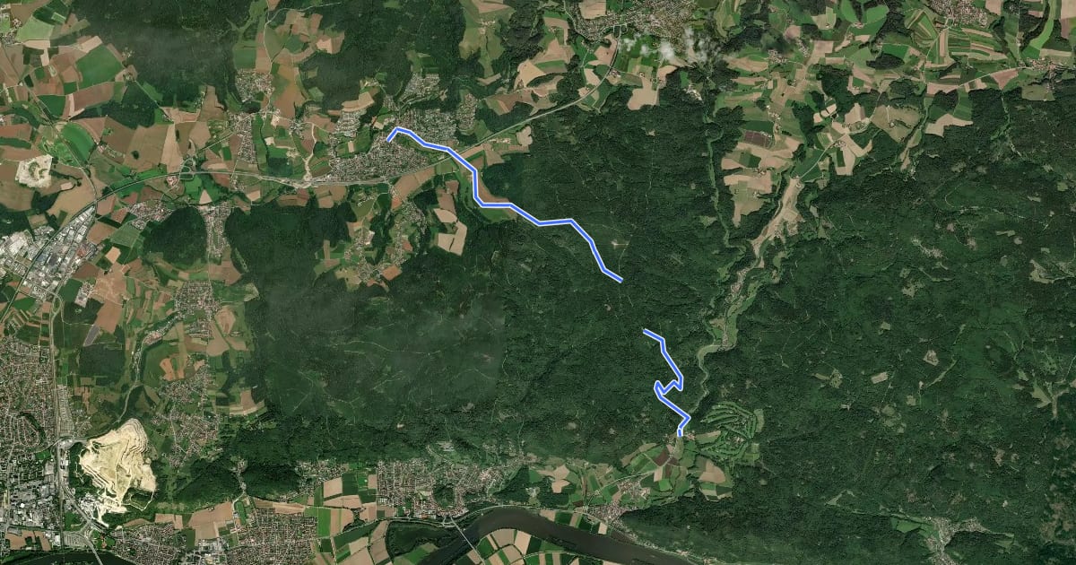 Маршрут O 10 Wenzenbach - Hammermühle (Grünes Rechteck) на спутниковом снимке