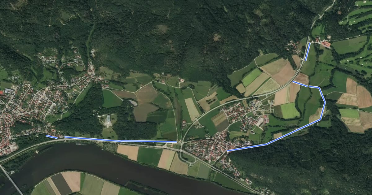Маршрут O 15a Donaustauf - Hammermühle (Grüner Punkt) на спутниковом снимке