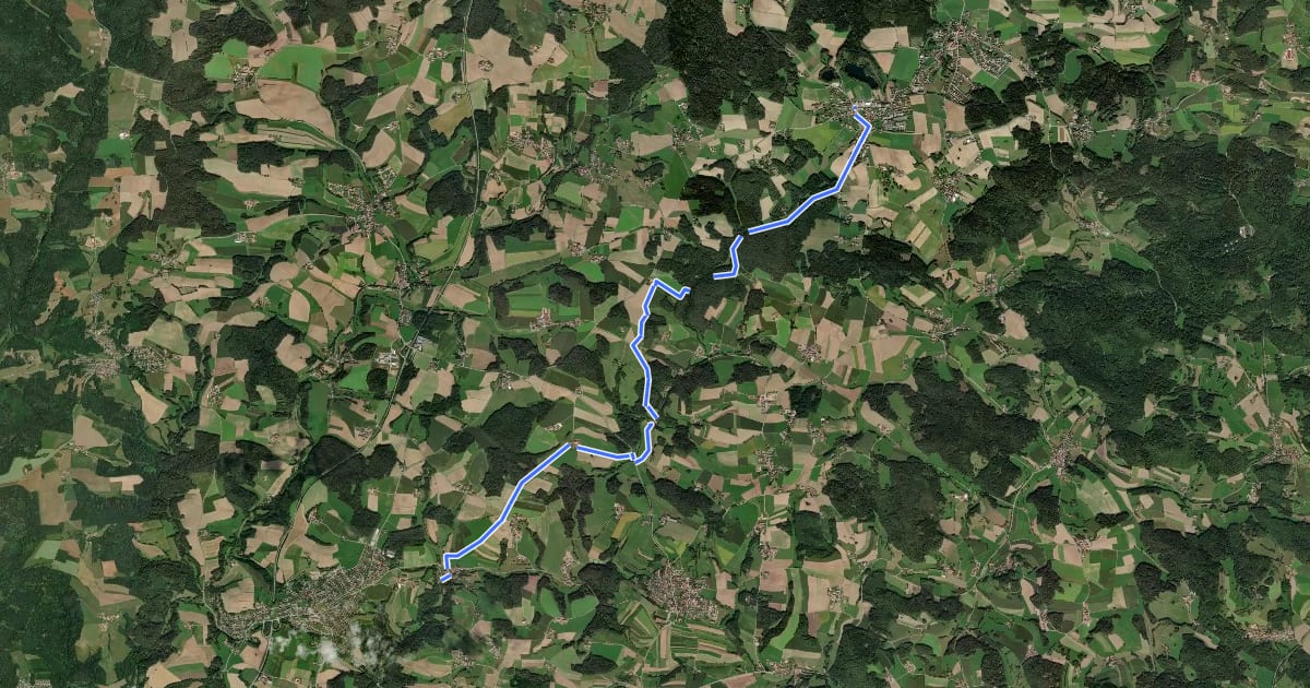 Маршрут O 17 Roßbach - Adlmannstein (Grünes Rechteck) на спутниковом снимке