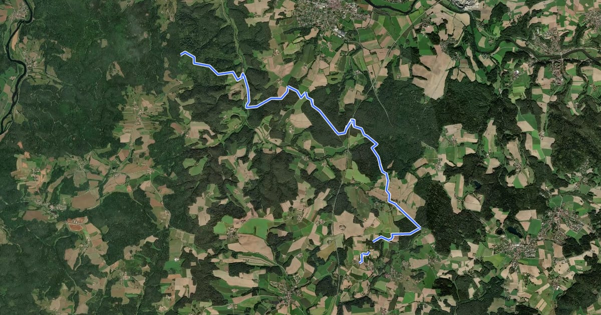Маршрут O 31 Lambertsneukirchen - Jugenberg (Rotes Dreieck) на спутниковом снимке