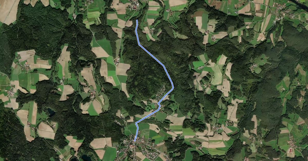 Маршрут O 36 Reichenbach - Wald (Grünes Rechteck) на спутниковом снимке