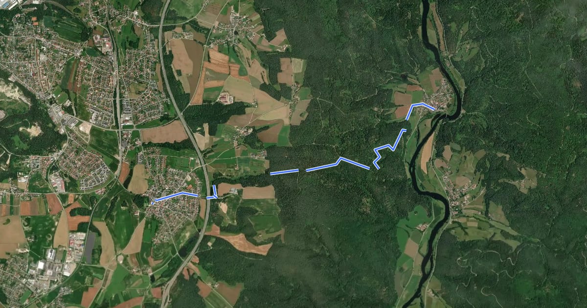 Маршрут O 45 Leonberg - Hirschling (Grünes Rechteck) на спутниковом снимке