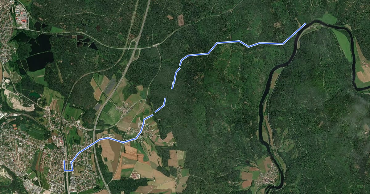 Маршрут O 48 Bahnhof Maxhütte-Haidhof - Marienthal (Blaues Rechteck) на спутниковом снимке