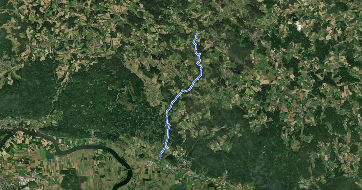 Маршрут O 50 Wiesent - Gfäll (Rotes Dreieck) на спутниковом снимке