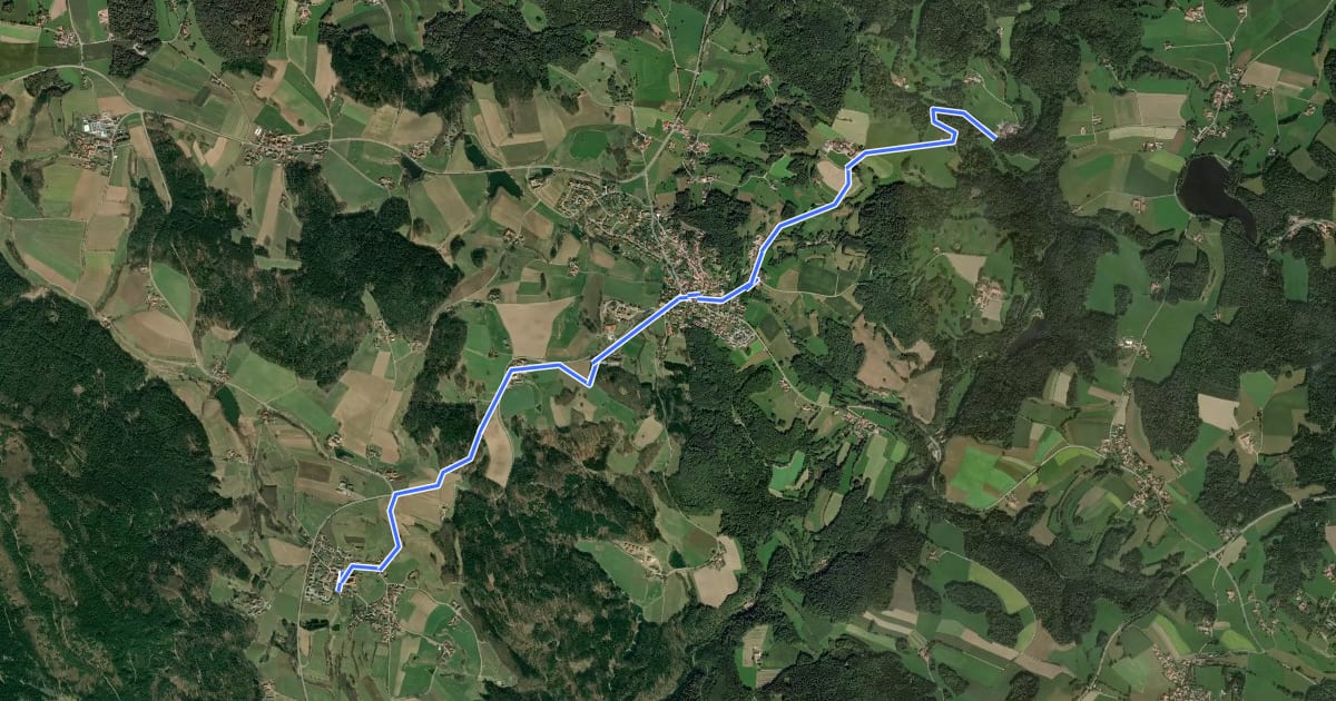 Маршрут O 53 Höllbachtal - Frauenzell (Grünes Rechteck) на спутниковом снимке