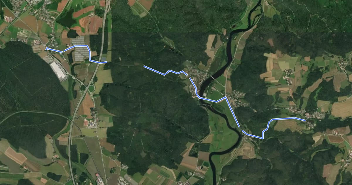 Маршрут O 63 Ponholz - Karlstein (Grünes Rechteck) на спутниковом снимке