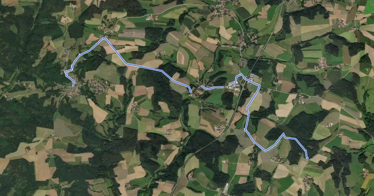 Маршрут O 67 Kürn - Wolferszwinger Weiher (Rotes Rechteck) на спутниковом снимке