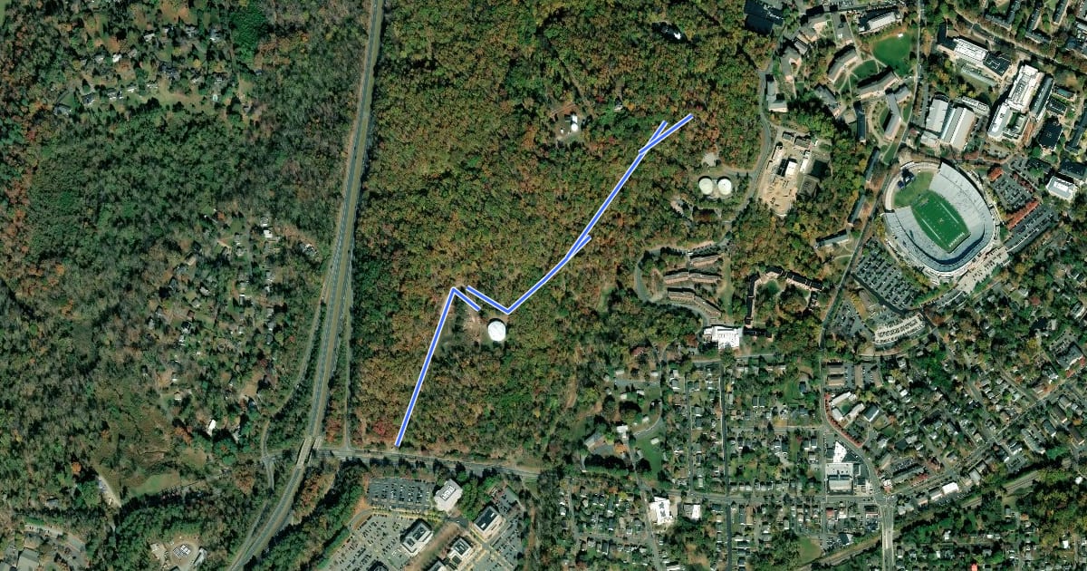 Маршрут O-Hill Fire Road на спутниковом снимке