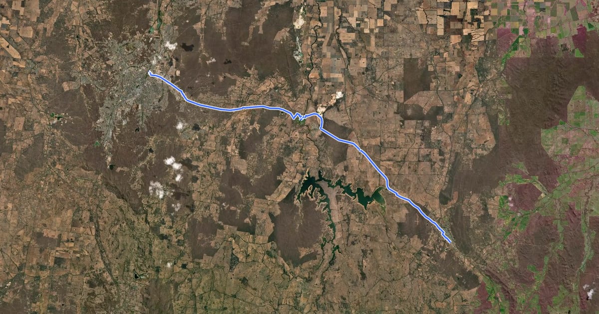 Маршрут O'Keefe Rail Trail на спутниковом снимке