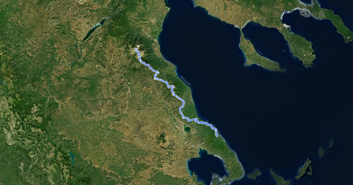Маршрут Εθνικό μονοπάτι O2 на спутниковом снимке