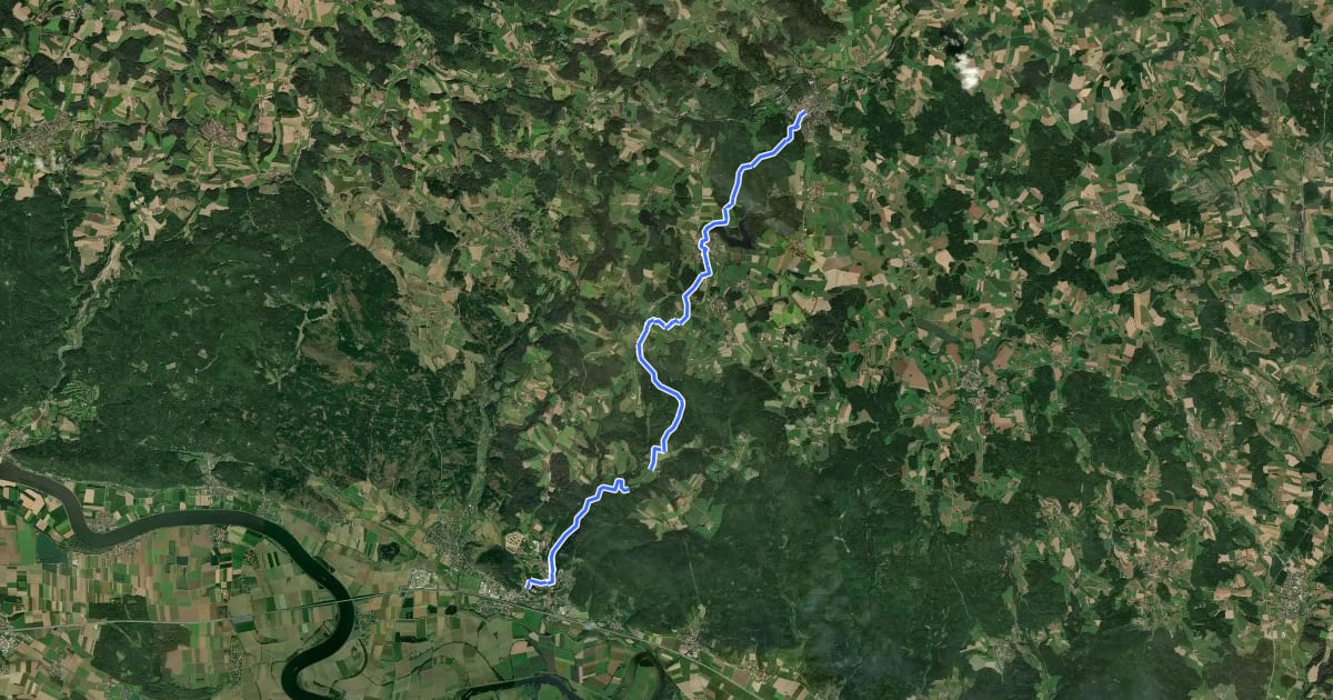 Маршрут O55 (Falkenstein-Aumbach-Wörth A. D. Donau) на спутниковом снимке