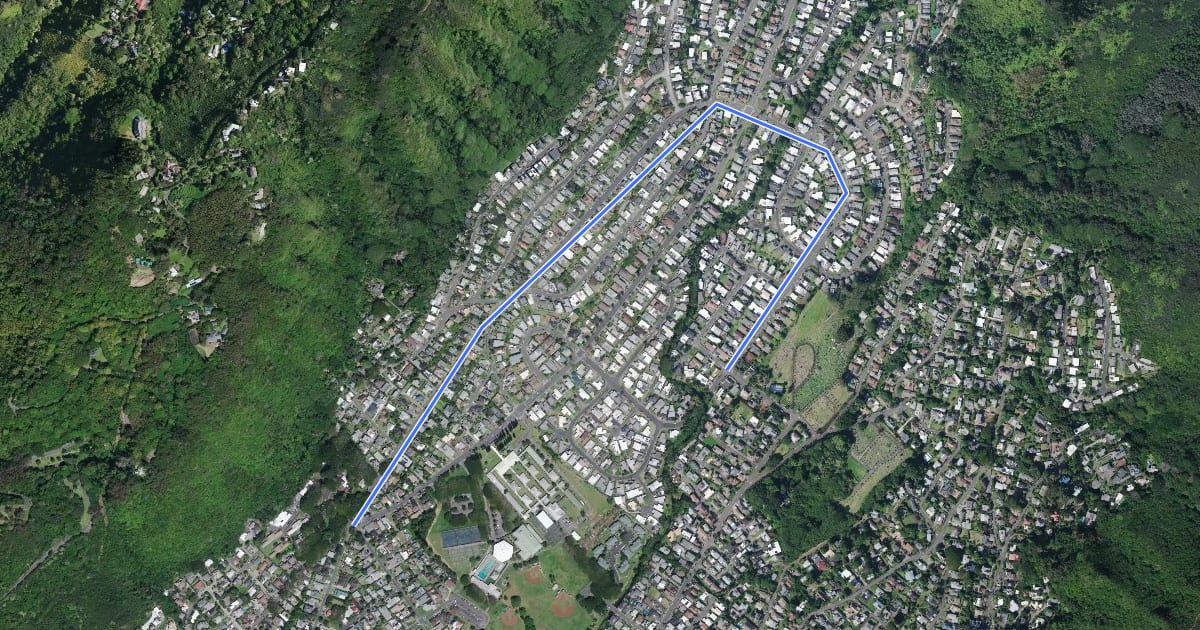 Маршрут Oahu Ave/Pawaina St на спутниковом снимке