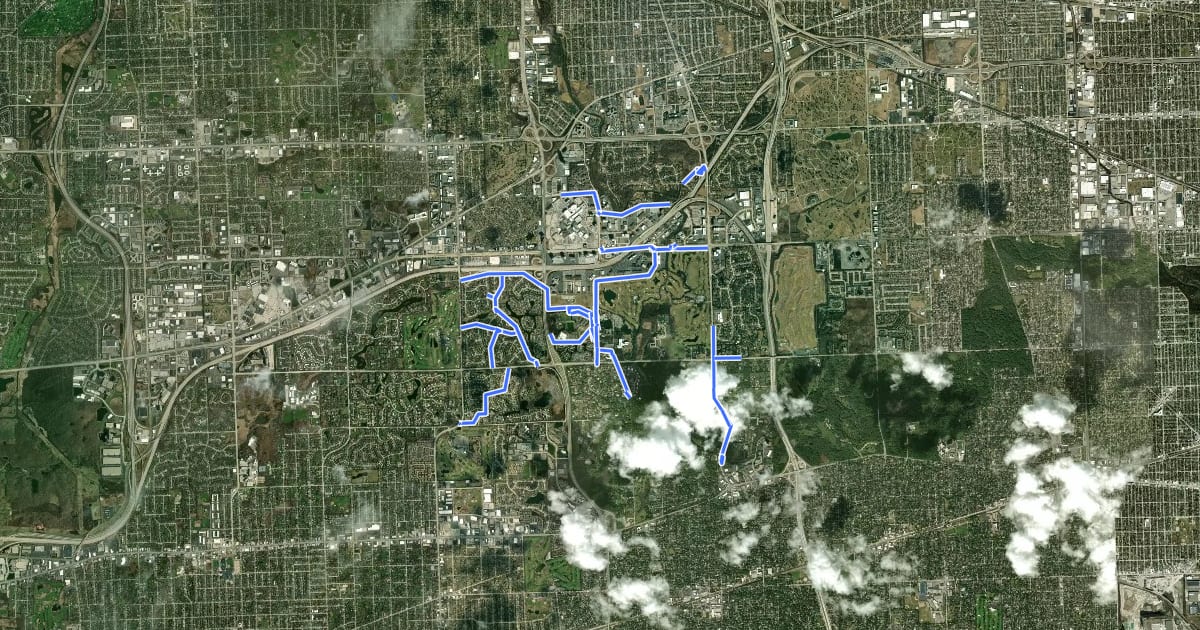 Маршрут Oak Brook Path System на спутниковом снимке