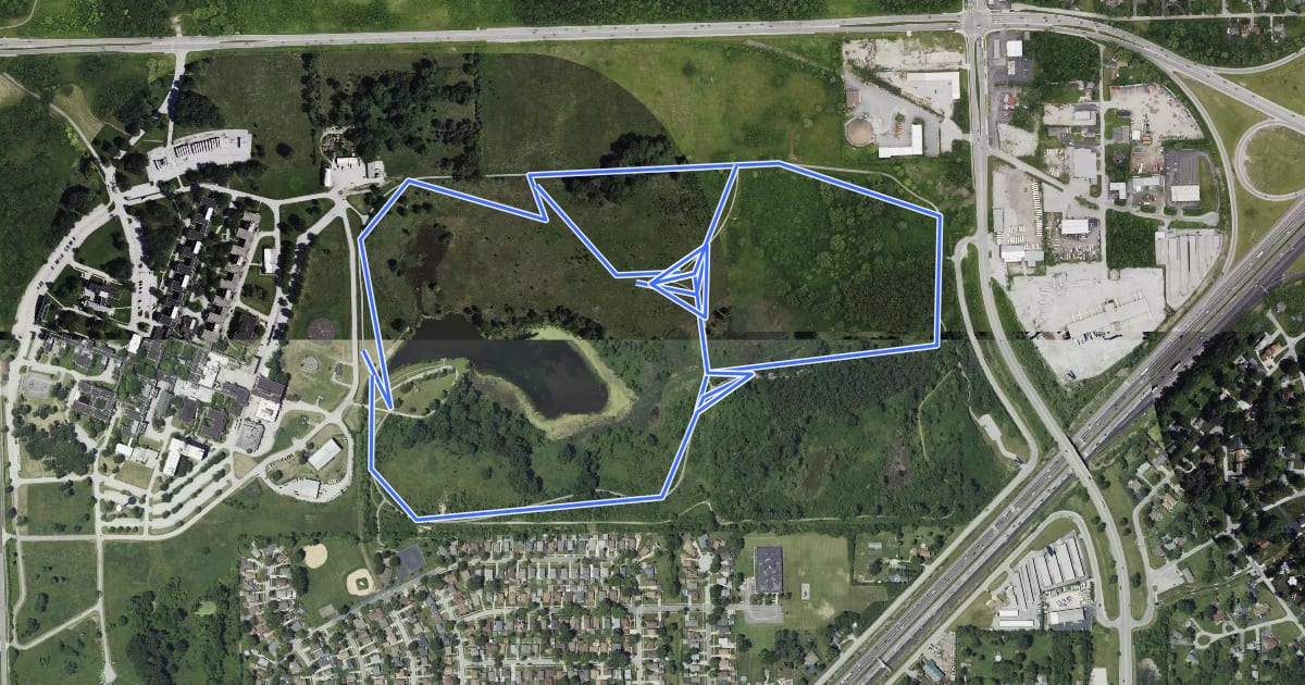Маршрут Oak Forest Heritage Preserve Trail System на спутниковом снимке