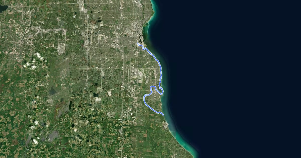 Маршрут Oak Leaf Trail South Shore Line на спутниковом снимке