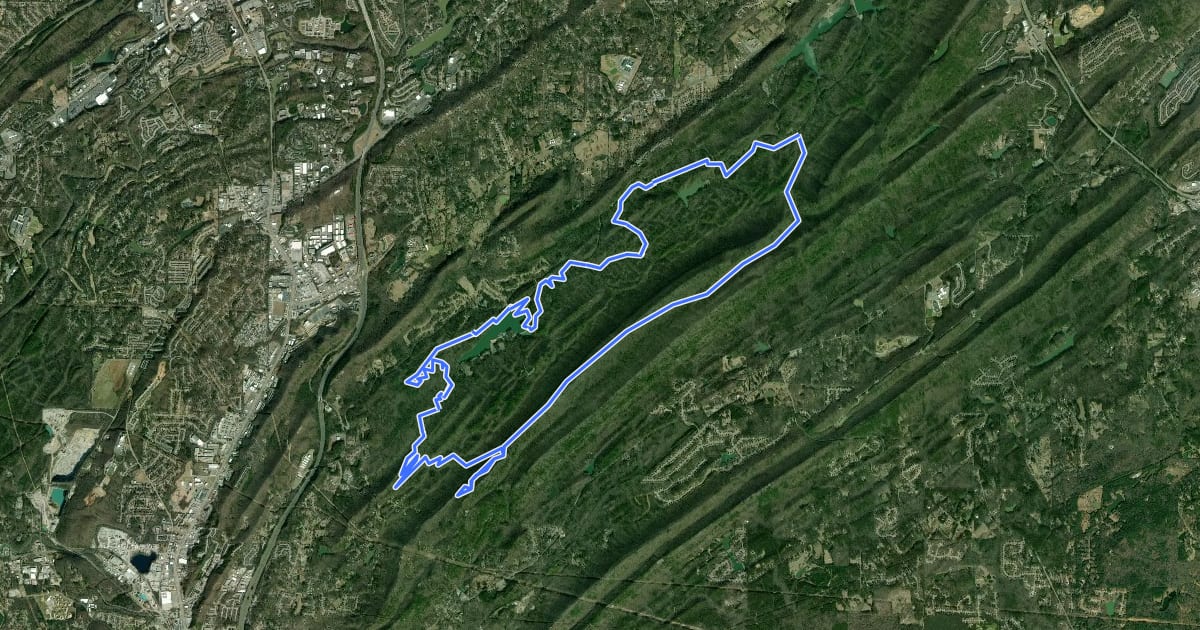 Маршрут Oak Mountain Red Trail на спутниковом снимке