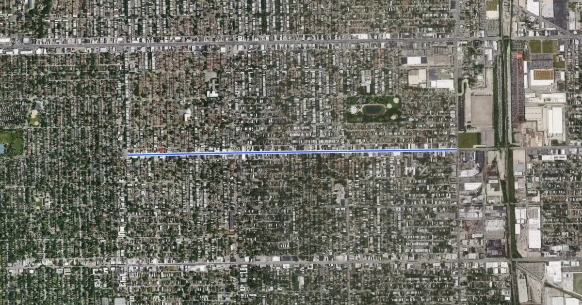 Маршрут Oak Park - Humboldt Park на спутниковом снимке