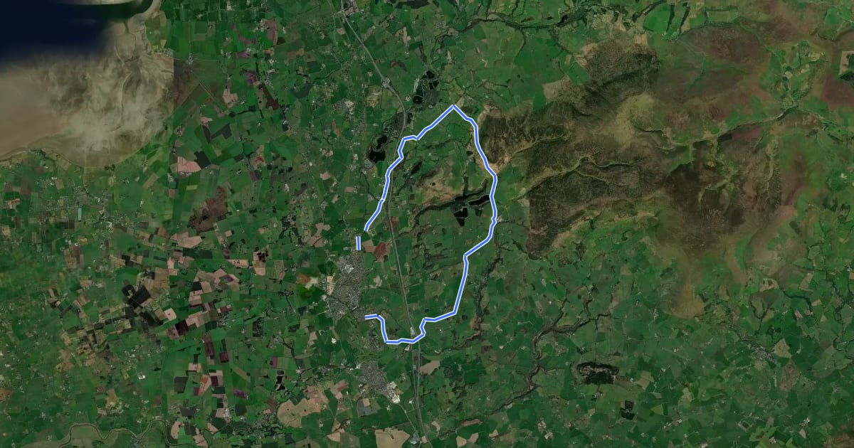 Маршрут Oakenclough and Harrisend Fell на спутниковом снимке
