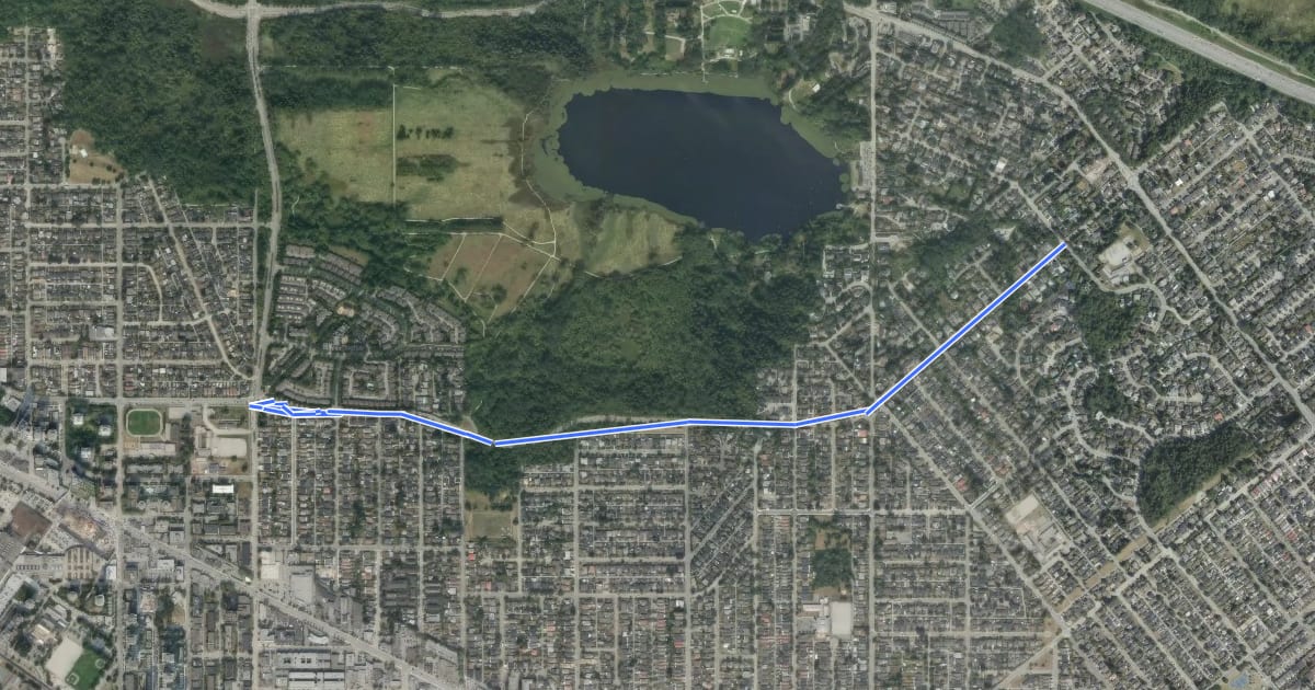 Маршрут Oakland Street Cycle Road на спутниковом снимке