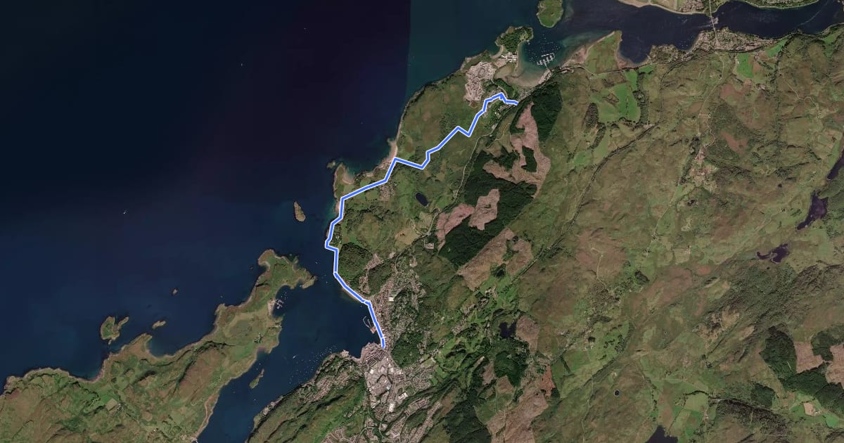 Маршрут Oban to Dunbeg на спутниковом снимке