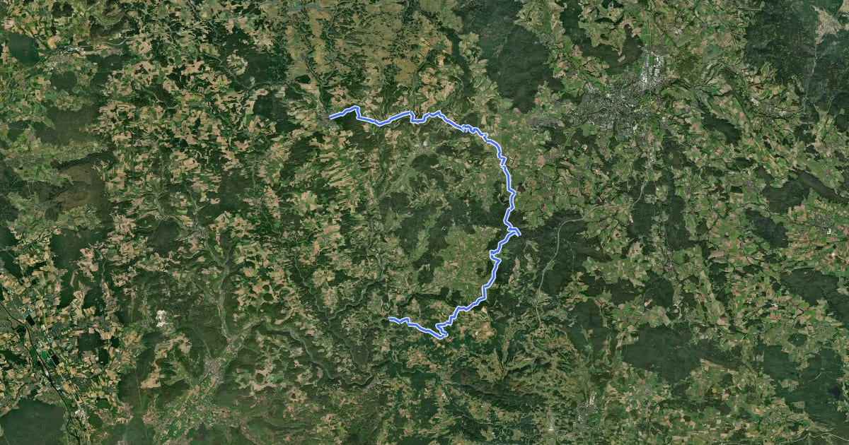 Маршрут Oberailsfeld - Hollfeld на спутниковом снимке