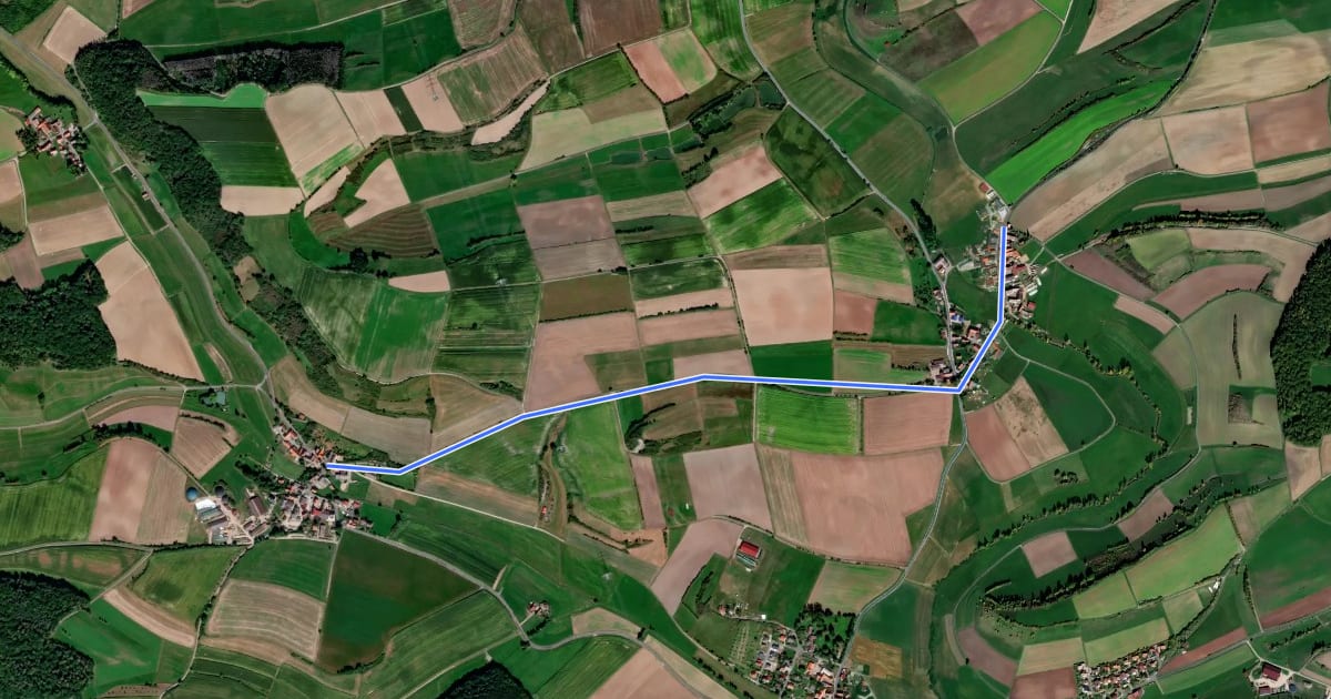 Маршрут Oberambach - Herpersdorf на спутниковом снимке