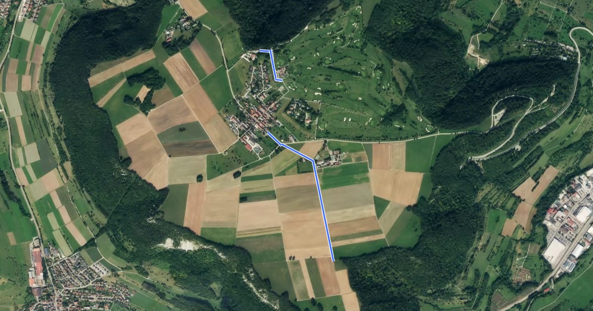 Маршрут Oberböhringen - Jungfraufels на спутниковом снимке