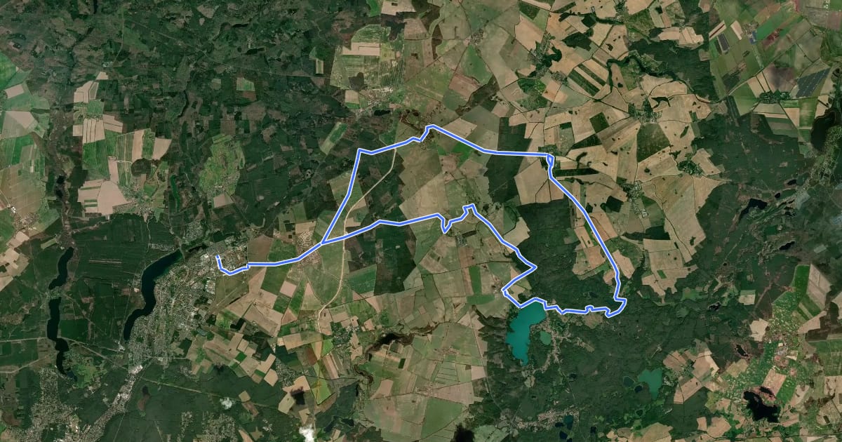 Маршрут Oberbarnimer Feldsteinroute на спутниковом снимке