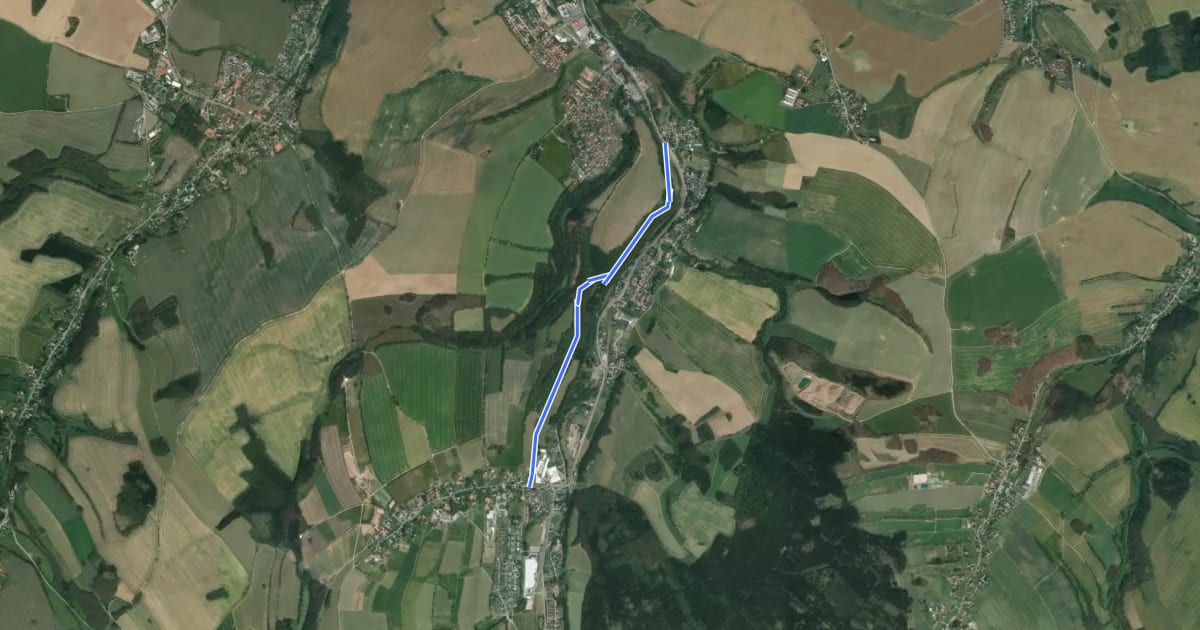 Маршрут Obercarsdorf - Ulberndorf на спутниковом снимке